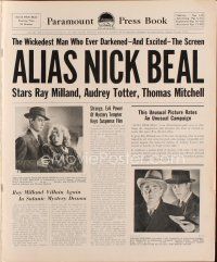 4e366 ALIAS NICK BEAL pressbook '49 Ray Milland must murder Thomas Mitchell for Audrey Totter!