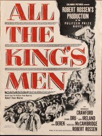 4e368 ALL THE KING'S MEN pressbook '50 Louisiana Governor Huey Long biography w/ Broderick Crawford!