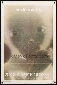 4c004 2001: A SPACE ODYSSEY 1sh R74 Stanley Kubrick, super close image of star child!
