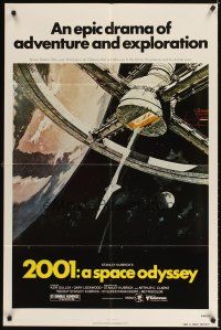 4c005 2001: A SPACE ODYSSEY 1sh R80 Stanley Kubrick, art of space wheel by Bob McCall!