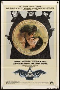 4c008 3 DAYS OF THE CONDOR 1sh '75 secret agent Robert Redford & Faye Dunaway!