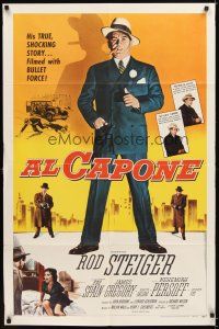 4c024 AL CAPONE 1sh '59 cool comparison of Rod Steiger to the most notorious gangster!