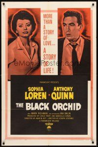 4c097 BLACK ORCHID 1sh '59 Anthony Quinn, Sophia Loren, a story of love directed by Martin Ritt!