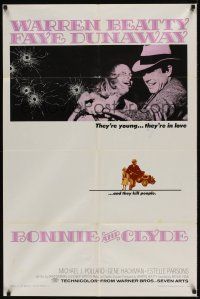 4c112 BONNIE & CLYDE 1sh '67 notorious crime duo Warren Beatty & Faye Dunaway!