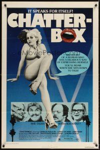 4c154 CHATTERBOX 1sh '77 sex movie about a woman who has a hilarious way of expressing herself!