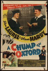 4c162 CHUMP AT OXFORD 1sh R46 great image of Laurel & Hardy solving math problems!