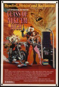4c167 CLASS OF NUKE 'EM HIGH 1sh '86 wacky Troma sci-fi horror, readin' writin' & radiation!