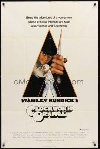 4c171 CLOCKWORK ORANGE x-rated 1sh '72 Stanley Kubrick classic, Castle art of Malcolm McDowell