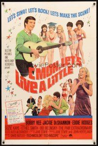 4c174 C'MON LET'S LIVE A LITTLE 1sh '67 Bobby Vee plays guitar for sexy teens!