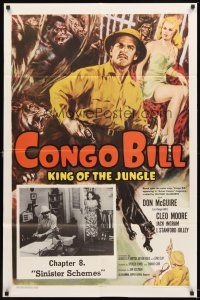 4c190 CONGO BILL chapter 8 1sh R57 Don McGuire, sexy Cleo Moore, Sinister Schemes!