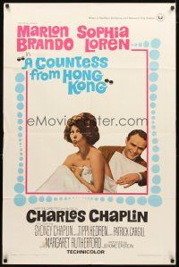 4c200 COUNTESS FROM HONG KONG 1sh '67 Marlon Brando, sexy Sophia Loren, directed by Chaplin!