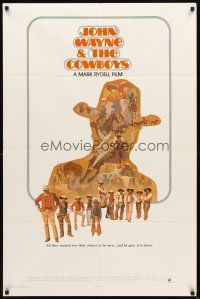4c204 COWBOYS int'l 1sh '72 John Wayne & the Cowboys, cool Craig western art!