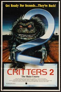4c210 CRITTERS 2 1sh '88 wacky art, The Main Course, get ready for seconds, they're back!