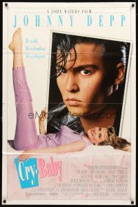4c216 CRY-BABY DS 1sh '90 directed by John Waters, Johnny Depp is a doll, Amy Locane