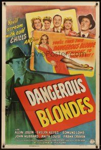 4c220 DANGEROUS BLONDES 1sh '43 super sexy Evelyn Keyes will kill you with laughs!