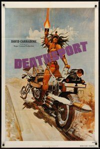 4c234 DEATHSPORT teaser 1sh '78 David Carradine, cool art of futuristic battle motorcycle!