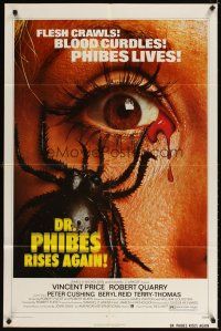 4c257 DR. PHIBES RISES AGAIN 1sh '72 Vincent Price, classic close up image of beetle in eye!