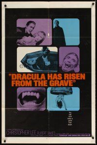 4c261 DRACULA HAS RISEN FROM THE GRAVE int'l 1sh '69 Hammer, Christopher Lee, great vampire montage