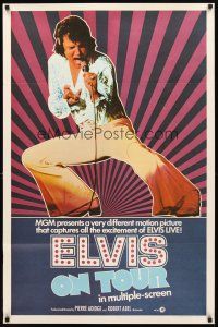 4c270 ELVIS ON TOUR int'l 1sh '72 cool full-length image of Elvis Presley singing into microphone!