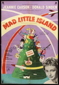 4c754 ROCKETS GALORE English 1sh '57 Mad Little Island, great art of cast on forbidden island!
