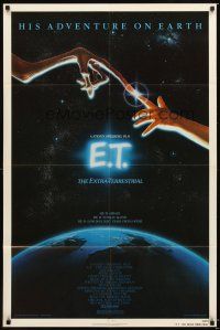 4c266 E.T. THE EXTRA TERRESTRIAL 1sh '82 Drew Barrymore, Steven Spielberg classic, Alvin art!