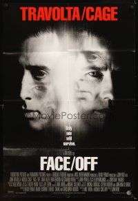 4c290 FACE/OFF int'l DS 1sh '97 John Travolta and Nicholas Cage switch faces, John Woo sci-fi!
