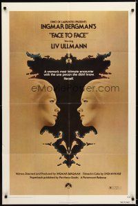4c289 FACE TO FACE 1sh '76 directed by Ingmar Bergman, Liv Ullmann!