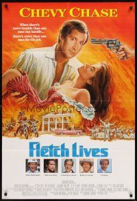 4c321 FLETCH LIVES DS 1sh '89 Chevy Chase, Julianne Phillips, Gone With the Wind parody art!