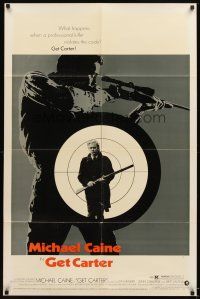 4c358 GET CARTER 1sh '71 cool image of Michael Caine holding shotgun!