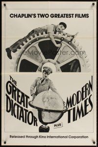 4c384 GREAT DICTATOR/MODERN TIMES 1sh '80s Charlie Chaplin double-bill, cool classic images!