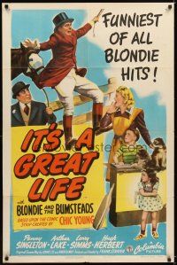 4c490 IT'S A GREAT LIFE 1sh '43 Penny Singleton as Blondie, Arthur Lake as Dagwood Bumstead!