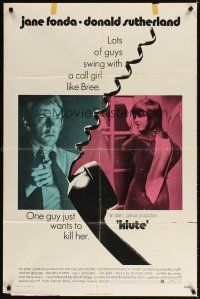 4c520 KLUTE 1sh '71 Donald Sutherland wants to kill sexy call girl Jane Fonda!