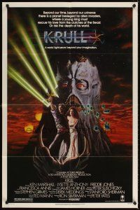 4c521 KRULL 1sh '83 great sci-fi fantasy art of Ken Marshall & Lysette Anthony in monster's hand!