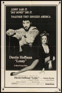 4c544 LENNY style B 1sh '74 Dustin Hoffman as Lenny Bruce at microphone w/sexy Valerie Perrine!