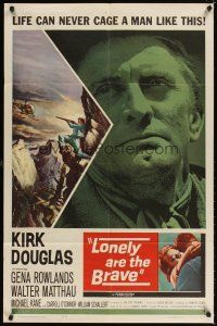 4c567 LONELY ARE THE BRAVE 1sh '62 Kirk Douglas classic, who was strong enough to tame him?