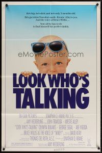 4c572 LOOK WHO'S TALKING 1sh '89 John Travolta, Kirstie Alley, Bruce Willis as baby Mikey!