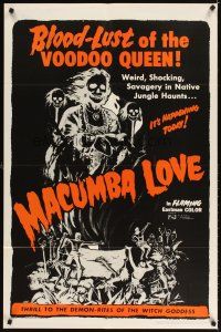 4c592 MACUMBA LOVE 1sh R68 cool voodoo horror art, blood-lust of the voodoo queen!