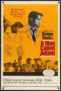 4c598 MAN CALLED ADAM 1sh '66 great images of Sammy Davis Jr. + Louis Armstrong playing trumpet!