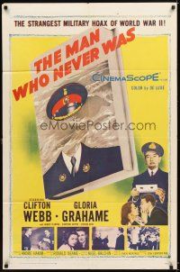 4c606 MAN WHO NEVER WAS 1sh '56 Clifton Webb, Gloria Grahame, strangest military hoax of WWII!