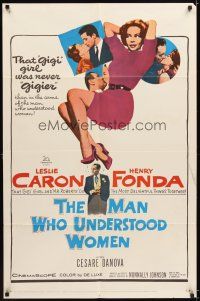 4c608 MAN WHO UNDERSTOOD WOMEN 1sh '59 Henry Fonda, sexy full-length Leslie Caron!