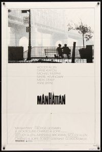 4c610 MANHATTAN style B 1sh '79 Woody Allen & Diane Keaton in New York City by bridge!