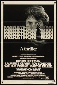4c612 MARATHON MAN 1sh '76 cool image of Dustin Hoffman, John Schlesinger classic thriller!
