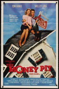 4c631 MONEY PIT 1sh '86 Steven Spielberg, Tom Hanks & Shelley Long are deeply in love & debt!