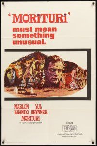4c633 MORITURI 1sh '65 art of Marlon Brando & Nazi captain Yul Brynner, The Saboteur!