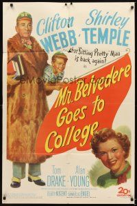 4c637 MR. BELVEDERE GOES TO COLLEGE 1sh '49 great artwork of Clifton Webb & Shirley Temple!