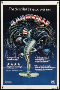 4c651 NASHVILLE 1sh '75 Robert Altman, cool patriotic sexy microphone artwork!