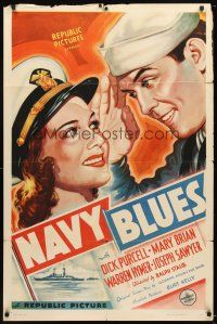 4c655 NAVY BLUES 1sh '37 art of sailors Dick Purcell and Mary Brian!