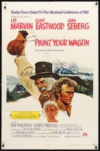 4c683 PAINT YOUR WAGON 1sh '69 art of Clint Eastwood, Lee Marvin & pretty Jean Seberg!