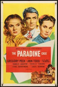 4c687 PARADINE CASE 1sh R56 Alfred Hitchcock, Gregory Peck, Ann Todd, Alida Valli!