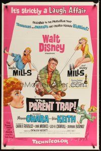 4c689 PARENT TRAP 1sh '61 Disney, Hayley Mills, Maureen O'Hara, Brian Keith!